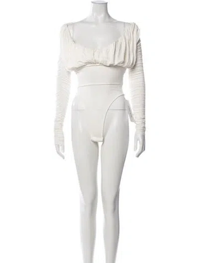 Pre-owned Tove Off-the-shoulder Long Sleeve Bodysuit In White
