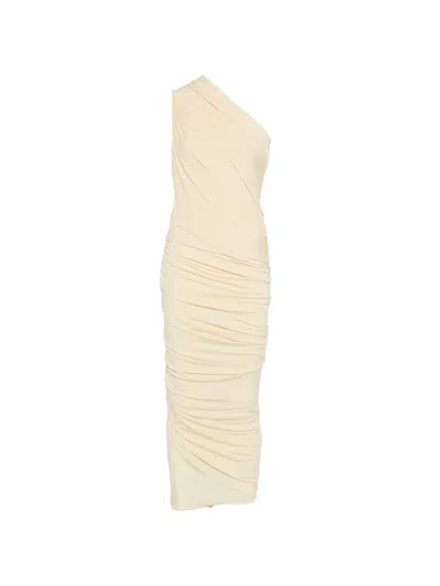 Tove One-shoulder Ruched Dress In Neutral