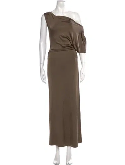 Pre-owned Tove One-shoulder Long Dress In Brown