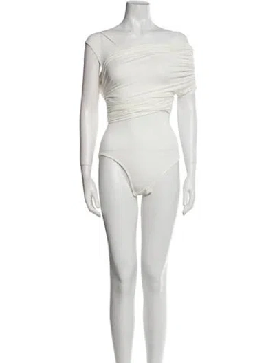 Pre-owned Tove One-shoulder Short Sleeve Bodysuit W/ Tags In White