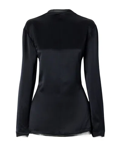 Tove Beau Open-back Tie-detailed Silk Blouse In Black