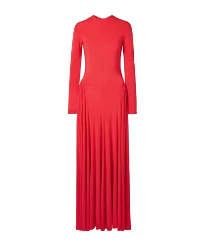 Tove Orea Gathered Stretch-jersey Maxi Dress In Red