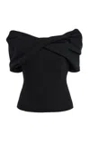 Tove Orrla Off-the-shoulder Wool Top In Black