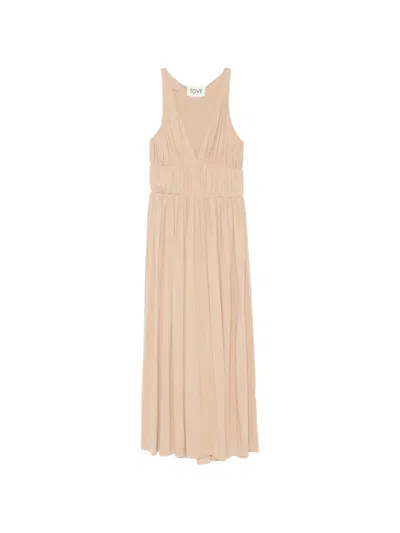 Tove Ouida Pleated Maxi Dress In Neutral