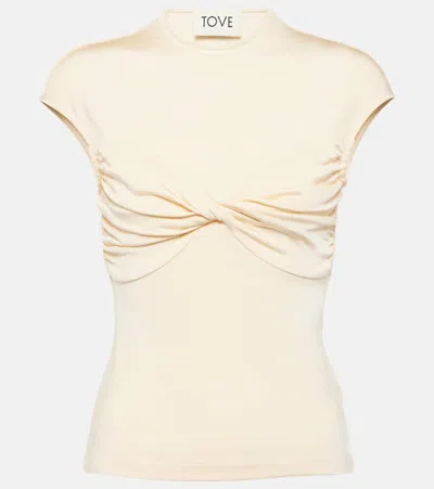 Tove Paola Gathered Jersey Top In Cream
