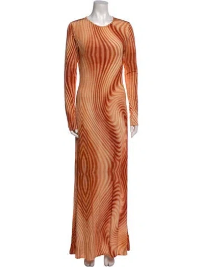 Pre-owned Tove Patterned Long Dress In Orange