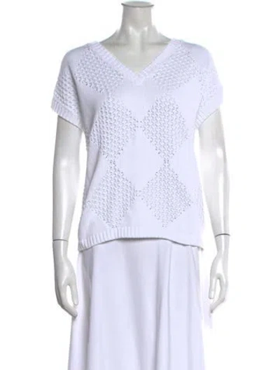 Pre-owned Tove Patterned V-neck Sweater In White