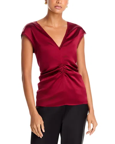 Tove Pearl Silk Ruched Top In Red