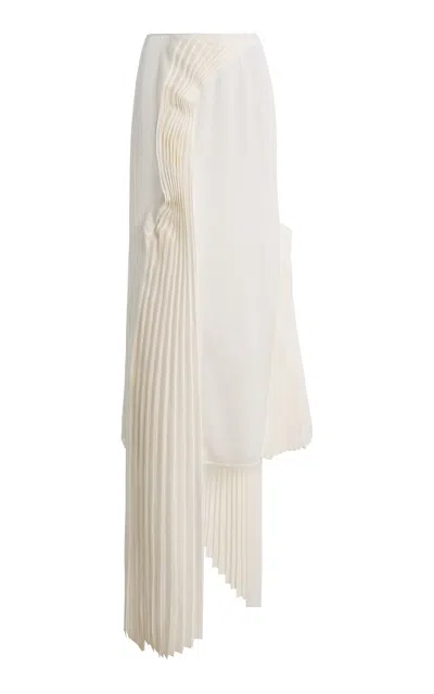 Tove Perle Pleat-detailed Silk Midi Skirt In White