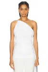 Tove Petra One-shoulder Open-back Gathered Linen Top In White