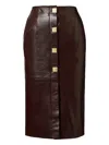 Tove Pilar Button-detailed Leather Midi Skirt In Brown