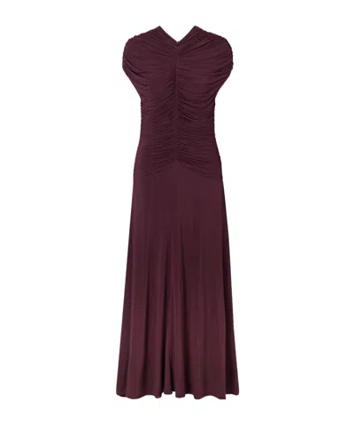 Tove Avita Ruched Maxi Dress In Burgundy