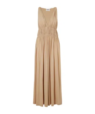 Tove Pleated Long Skirt In Neutral