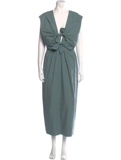 Pre-owned Tove Plunge Neckline Long Dress In Green