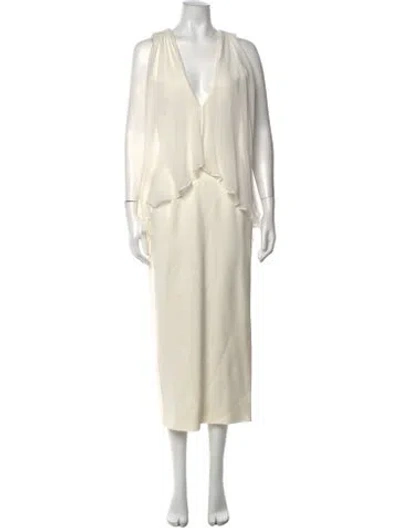Pre-owned Tove Plunge Neckline Long Dress In Neutrals
