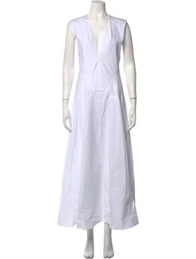 Pre-owned Tove Plunge Neckline Long Dress In White