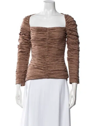 Pre-owned Tove Polka Dot Print Square Neckline Top In Brown