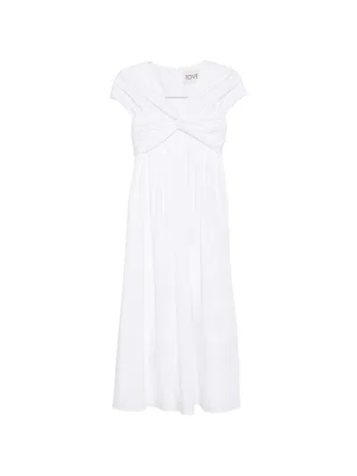 Tove Rafelle Twisted- Detail Midi Dress In White