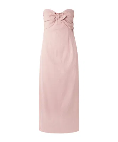 Tove Rahel Gathered Tie-front Linen-blend Midi Dress In White