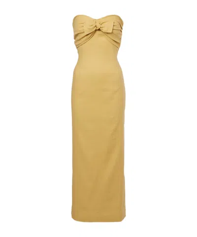 Tove Rahel Linen And Cotton-blend Maxi Dress In Brown