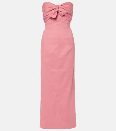 Tove Rahel Linen And Cotton-blend Maxi Dress In Raspberry