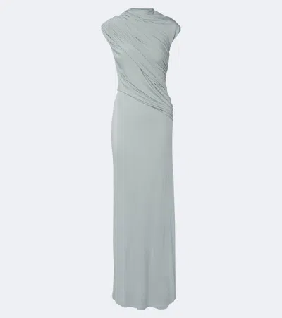 Tove Saffron Gathered Jersey Maxi Dress In Blue