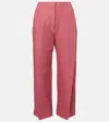 Tove Santu Cropped Pleated Linen-blend Wide-leg Pants In Pink