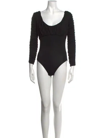 Pre-owned Tove Scoop Neck Long Sleeve Bodysuit In Black