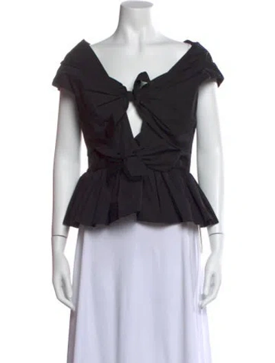 Pre-owned Tove Scoop Neck Short Sleeve Crop Top In Black