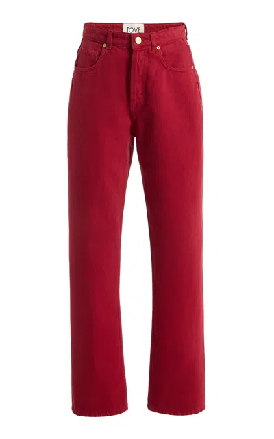 Tove Senna Rigid Mid-rise Straight-leg Jeans In Red