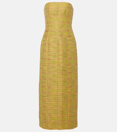 Tove Sessy Strapless Cotton-blend Midi Dress In Yellow