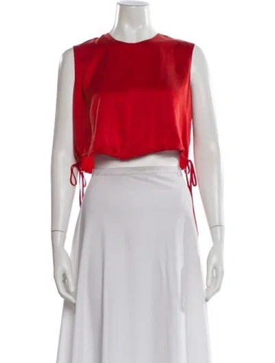 Pre-owned Tove Silk Crew Neck Crop Top In Red