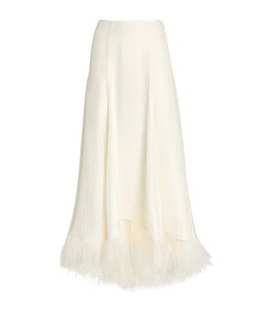 Tove Silk Feather-trim Renee Skirt In White