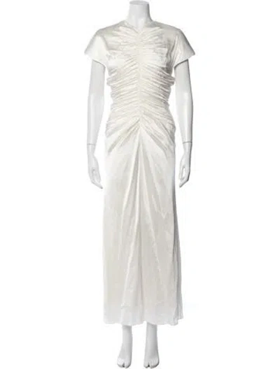 Pre-owned Tove Silk Long Dress In Metallic/white