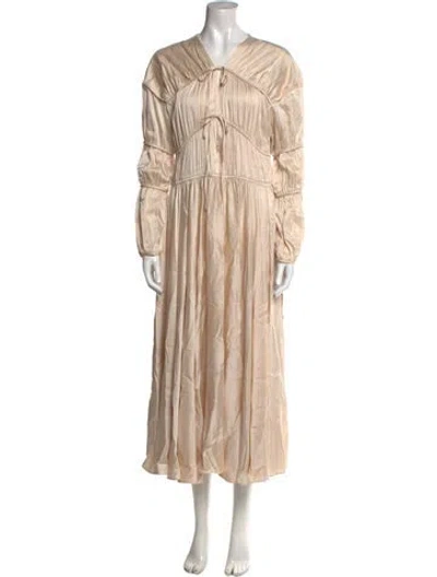 Pre-owned Tove Silk Long Dress In Neutral
