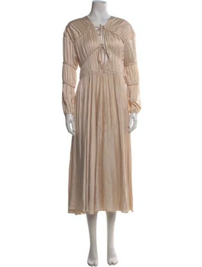Pre-owned Tove Silk Long Dress In Neutral