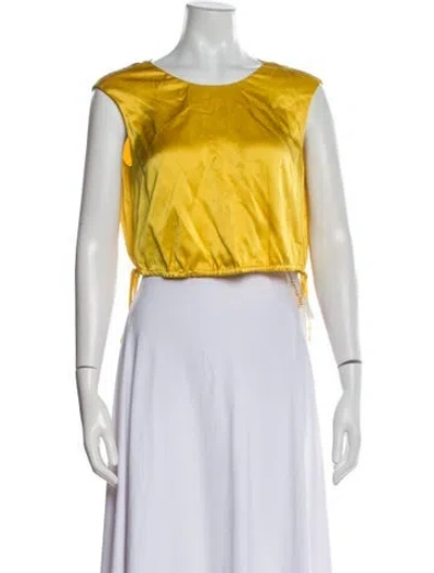 Pre-owned Tove Silk Scoop Neck Crop Top W/ Tags In Yellow