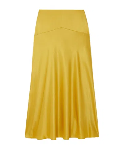 Tove Silk-satin Midi Skirt In Yellow