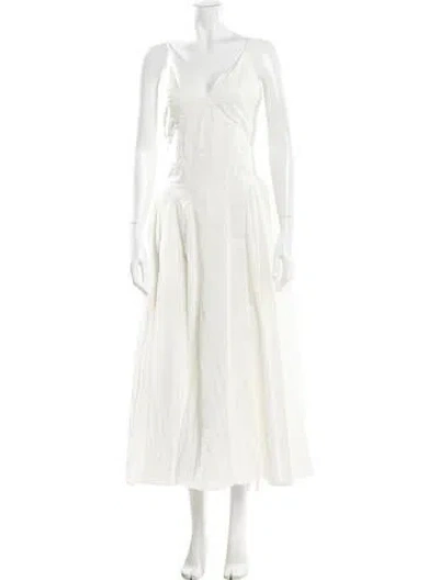 Pre-owned Tove Square Neckline Long Dress In White