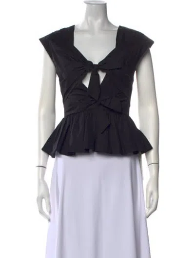 Pre-owned Tove Square Neckline Short Sleeve Top In Black