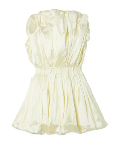 Tove Raynara Strapless Gathered Satin Top In Ivy