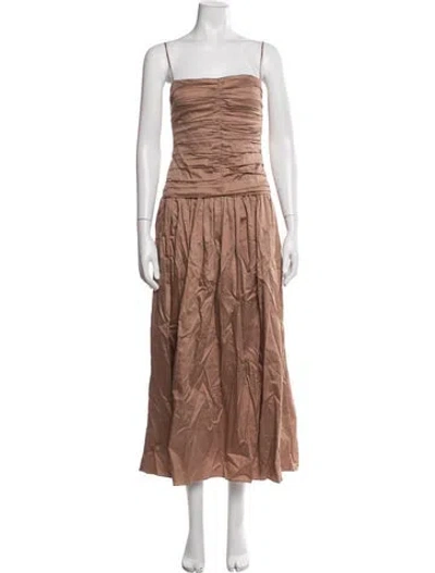 Pre-owned Tove Strapless Long Dress In Brown