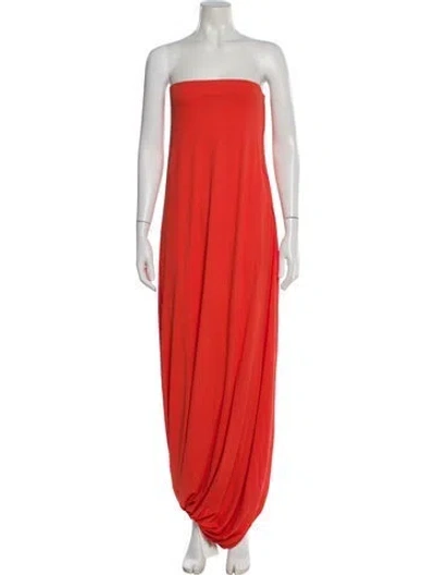 Pre-owned Tove Strapless Long Dress In Orange