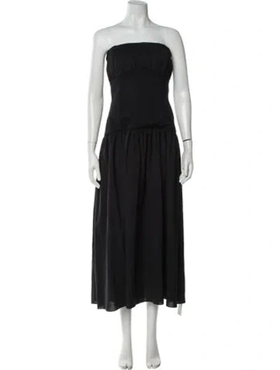 Pre-owned Tove Strapless Midi Length Dress In Black