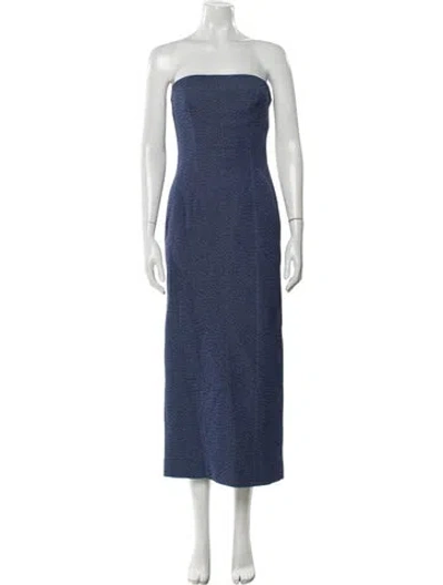 Pre-owned Tove Strapless Midi Length Dress In Blue