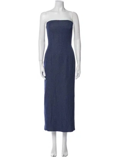 Pre-owned Tove Strapless Midi Length Dress In Blue