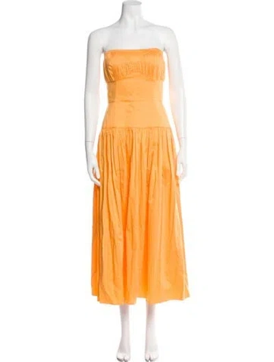 Pre-owned Tove Strapless Midi Length Dress In Orange
