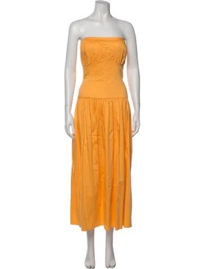 Pre-owned Tove Strapless Midi Length Dress In Orange