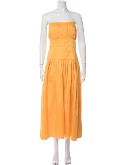 Pre-owned Tove Strapless Midi Length Dress In Orange