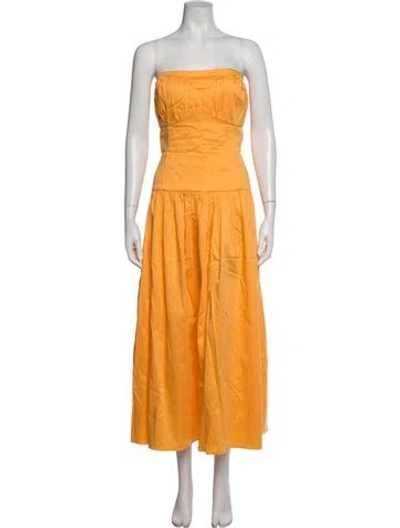 Pre-owned Tove Strapless Midi Length Dress In Orange